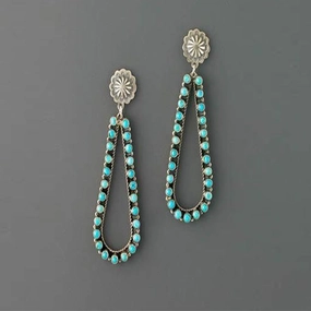 Wholesale Vintage Water Drop Hollowed Out Inlaid Turquoise Alloy Earrings