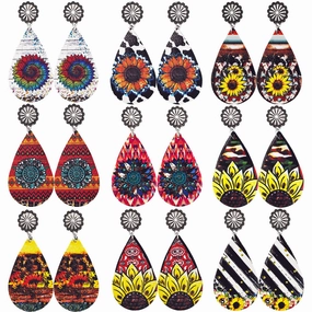 Wholesale Vintage Western Cowboy Leather Earrings