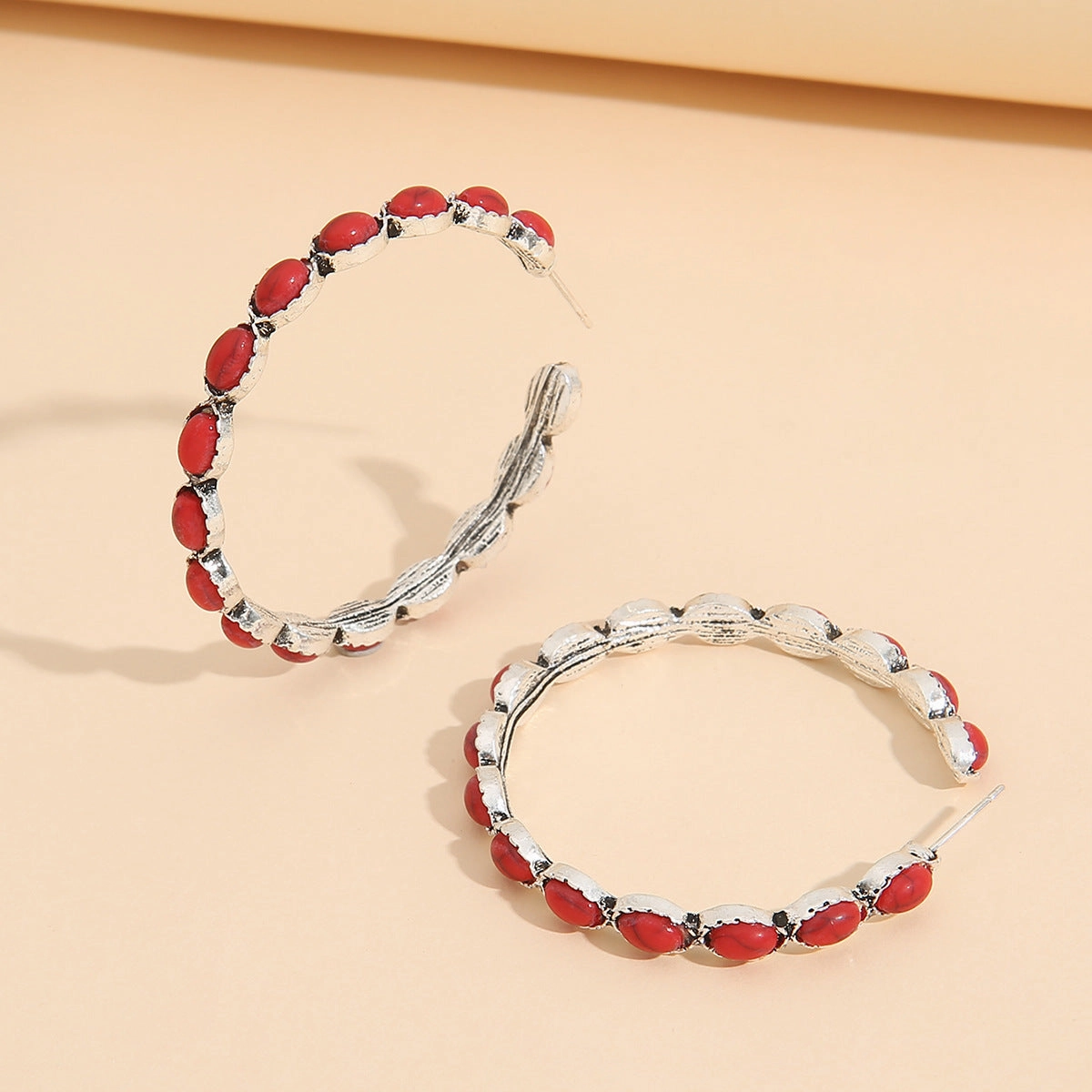 Wholesale Vintage Western Turquoise Big Circle Alloy Earrings