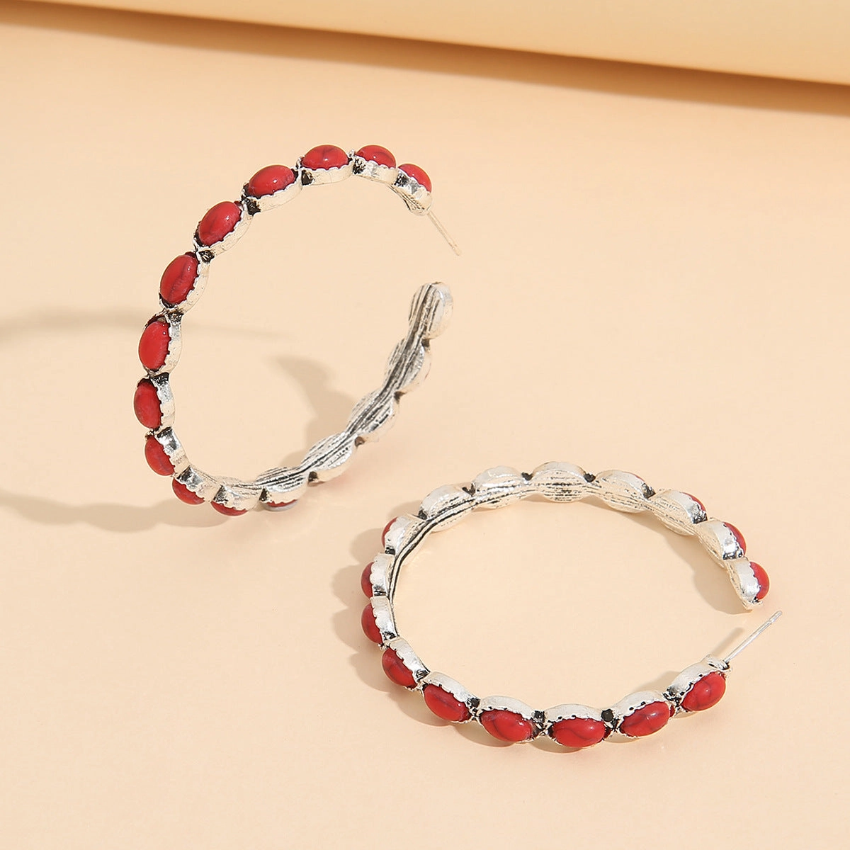 Wholesale Vintage Western Turquoise Big Circle Alloy Earrings