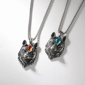 Wholesale Vintage Wolf Head Stainless Steel Necklace