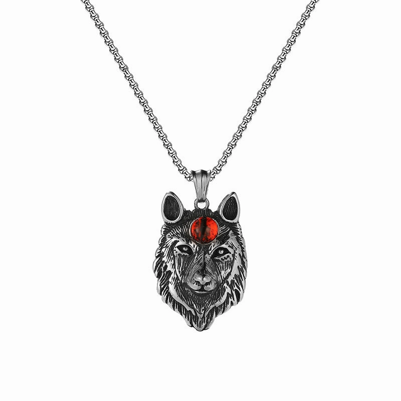 Wholesale Vintage Wolf Head Stainless Steel Necklace