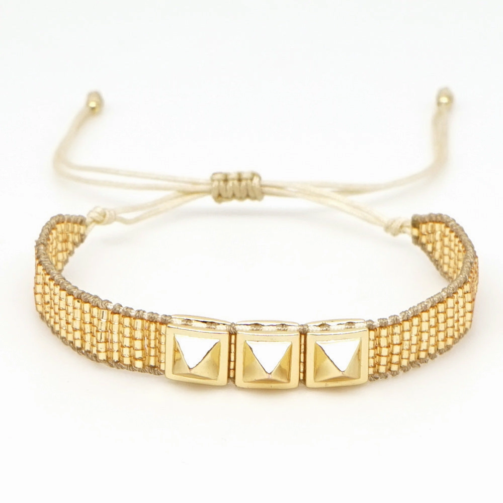 Wholesale Vintage Woven Leopard Glass Bracelet