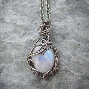 Wholesale Vintage Wrapped Moonlight Stone Alloy Necklaces