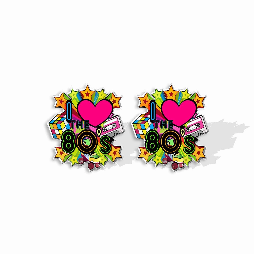 Wholesale Vinyl Records Rubik's Cube Game Console Heat Shrink Sheet Acrylic Earrings
