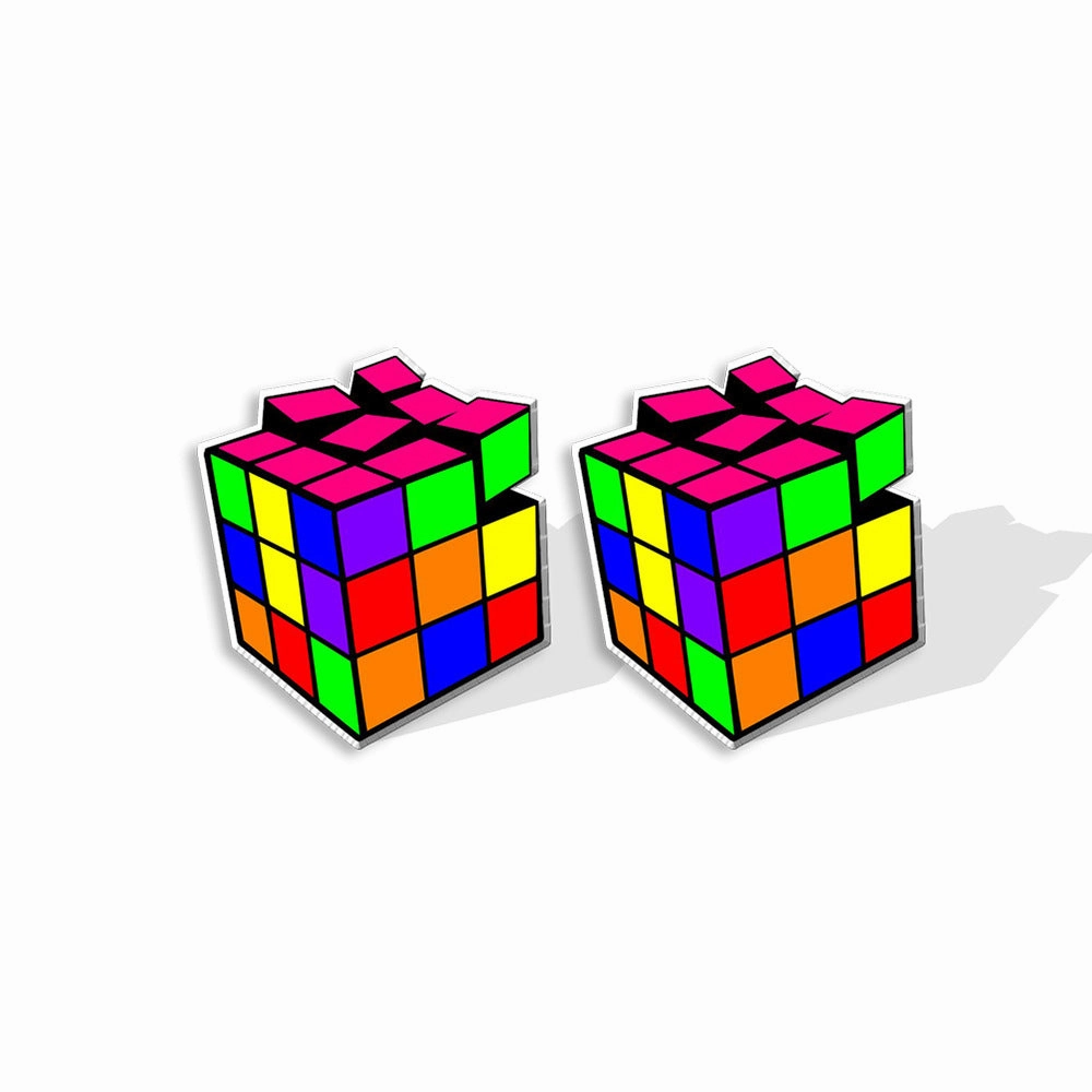Wholesale Vinyl Records Rubik's Cube Game Console Heat Shrink Sheet Acrylic Earrings