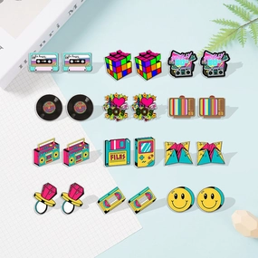 Wholesale Vinyl Records Rubik's Cube Game Console Heat Shrink Sheet Acrylic Earrings