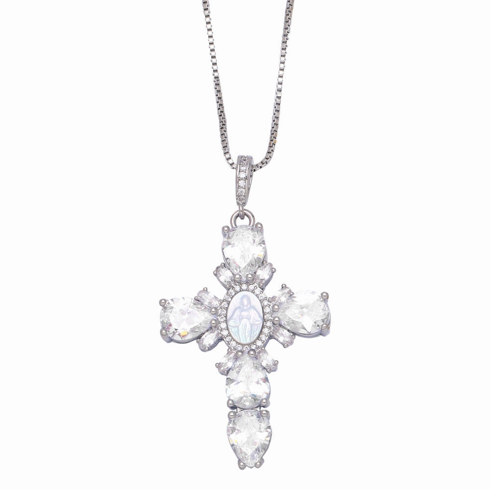 Wholesale Virgin Mary Cross Pendant Necklaces