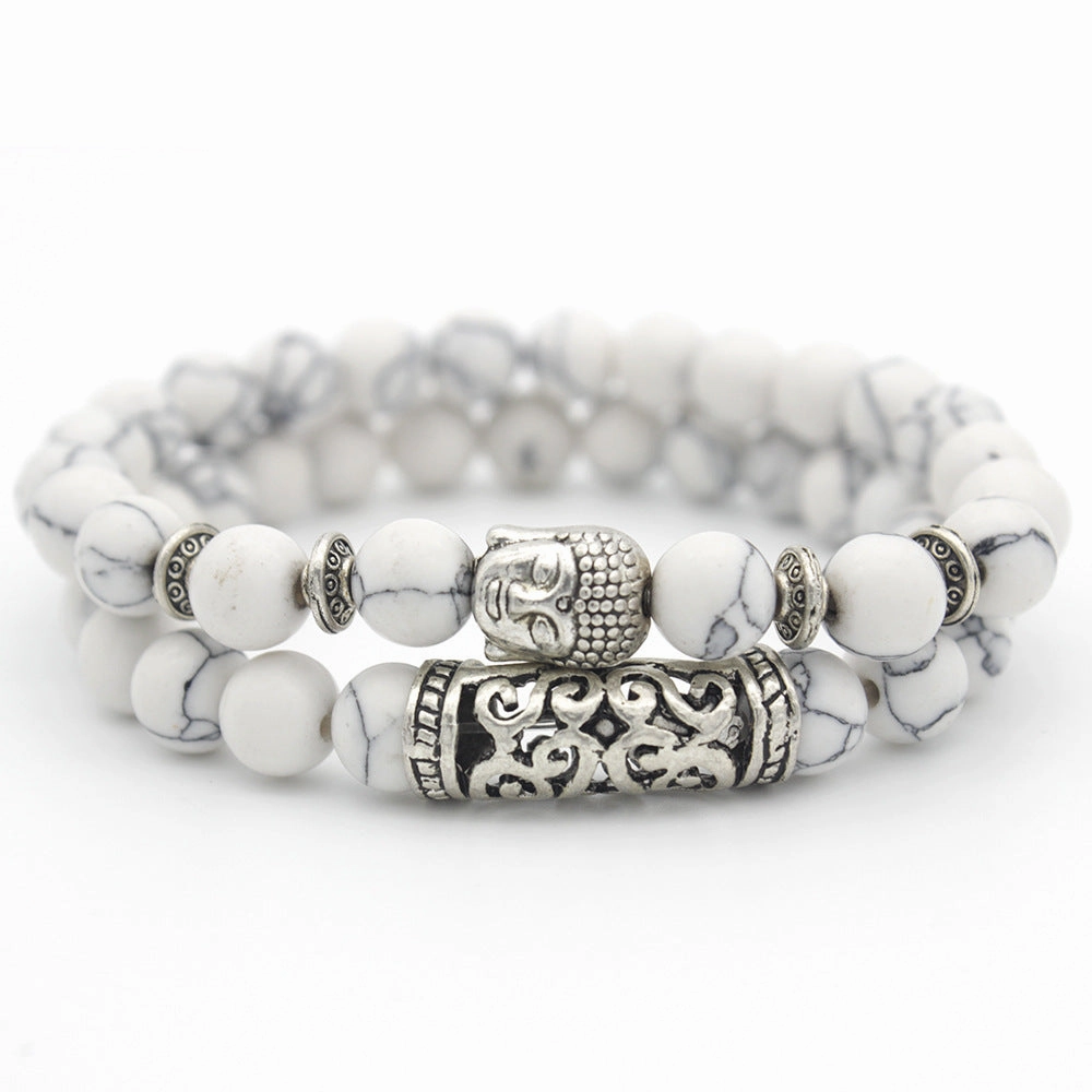 Wholesale Volcanic Rock Buddha Head Stone Combination Multi-Circle Beads Bracelet