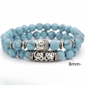 Wholesale Volcanic Rock Buddha Head Stone Combination Multi-Circle Beads Bracelet