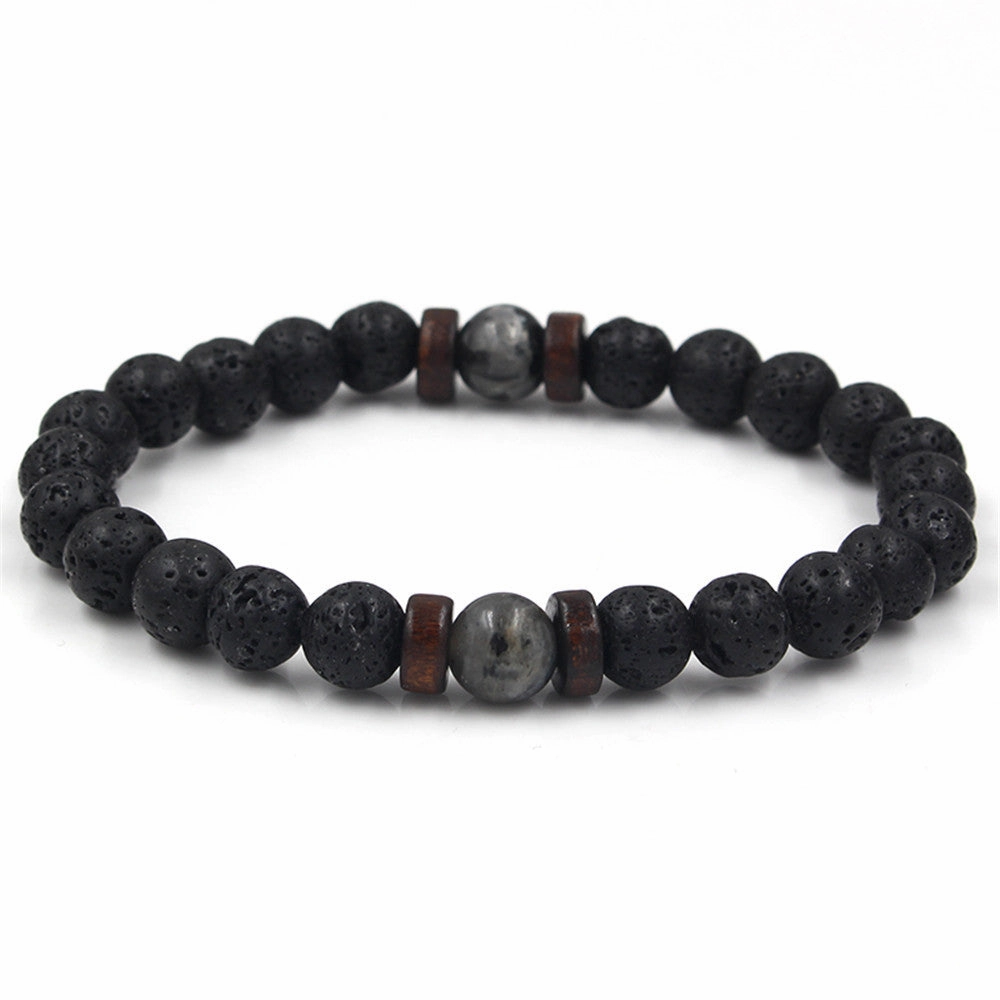Wholesale Volcanic Stone Black Iron Stone Couple Bracelet