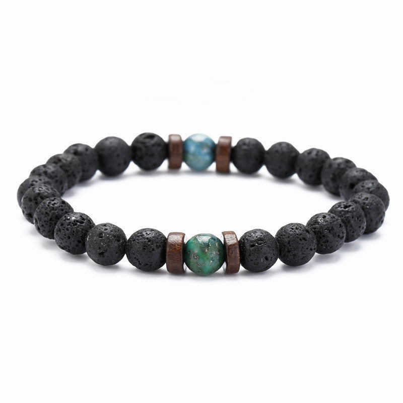 Wholesale Volcanic Stone Black Iron Stone Couple Bracelet