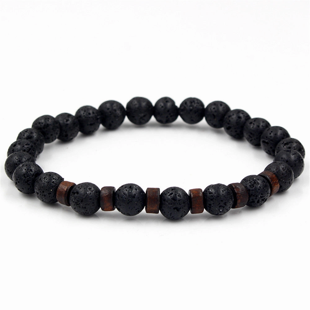 Wholesale Volcanic Stone Black Iron Stone Couple Bracelet