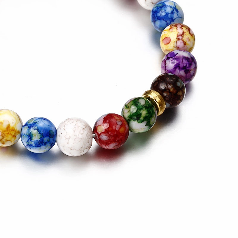 Wholesale Volcanic Stone Colorful Agate Turquoise Alloy Bracelet