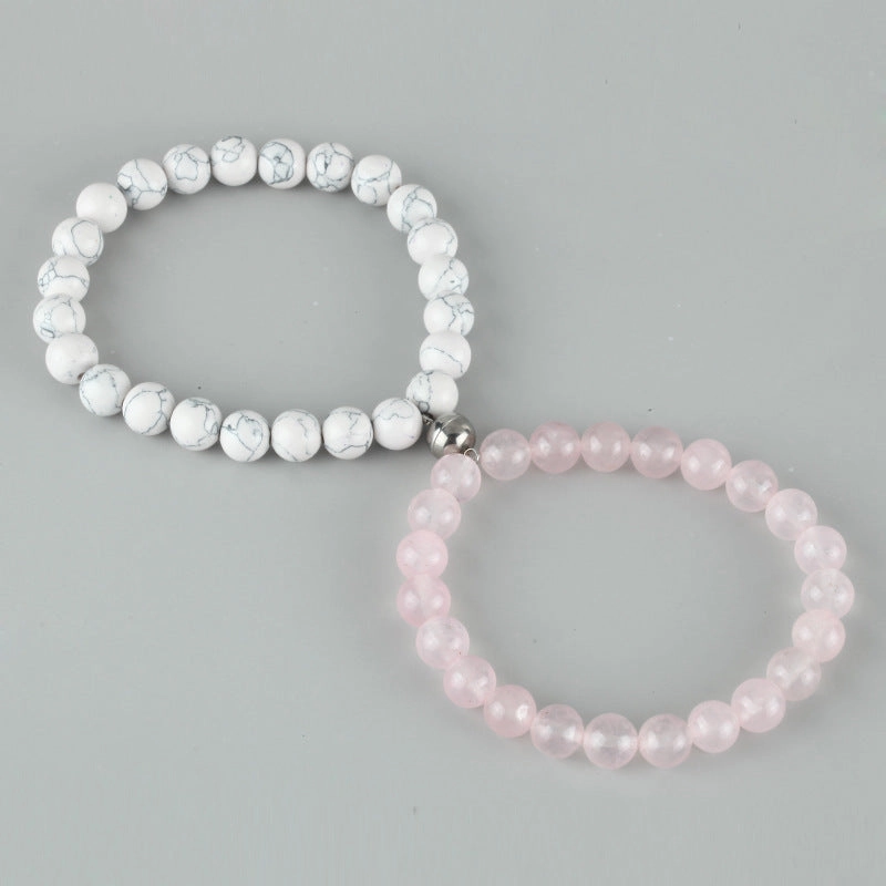 Wholesale Volcanic Stone Magnetic Couple Bracelet