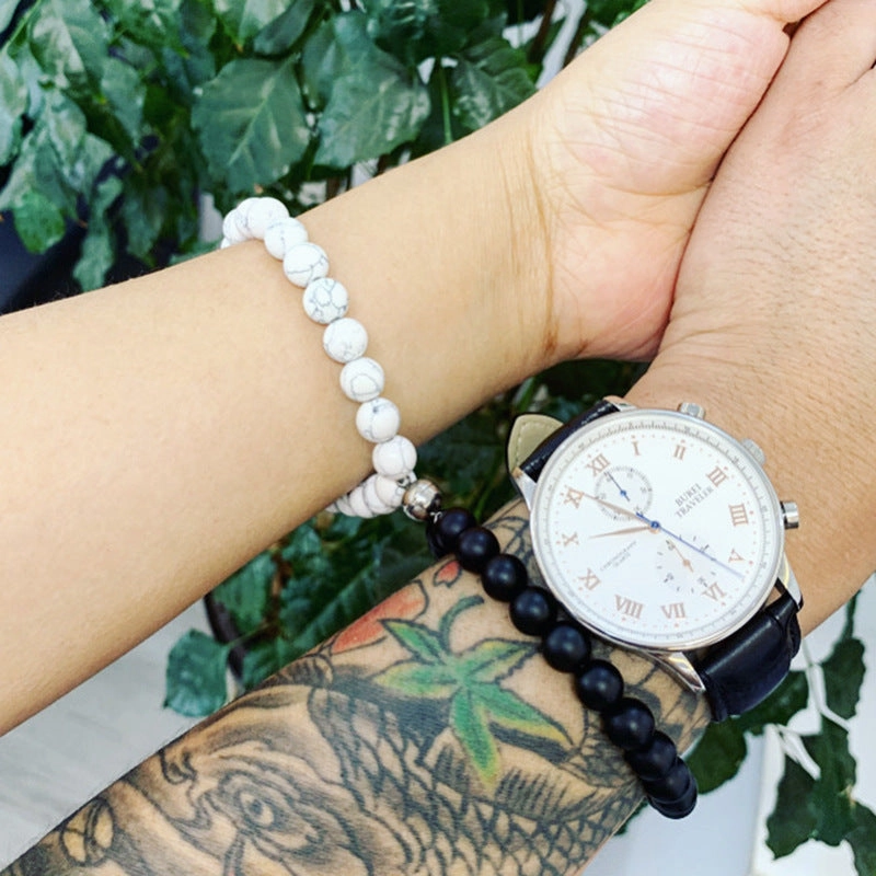 Wholesale Volcanic Stone Magnetic Couple Bracelet