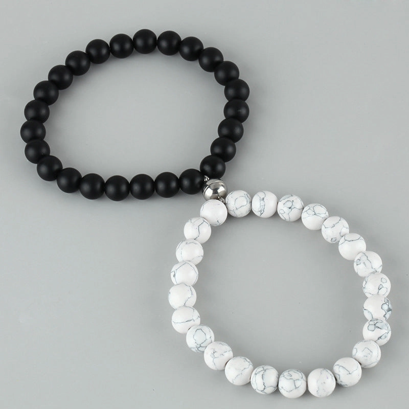 Wholesale Volcanic Stone Magnetic Couple Bracelet