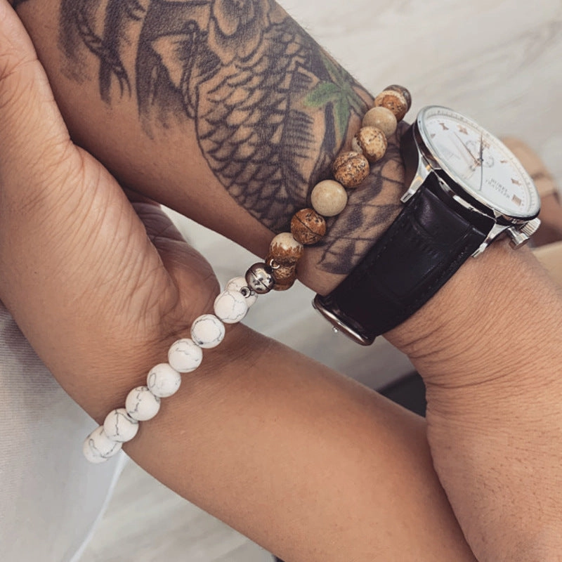 Wholesale Volcanic Stone Magnetic Couple Bracelet