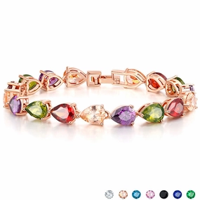 Wholesale Water Drop Colorful Zircon Bracelet