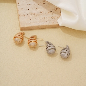 Wholesale Water Drop Crescent Thread Copper Gold Plated Earrings