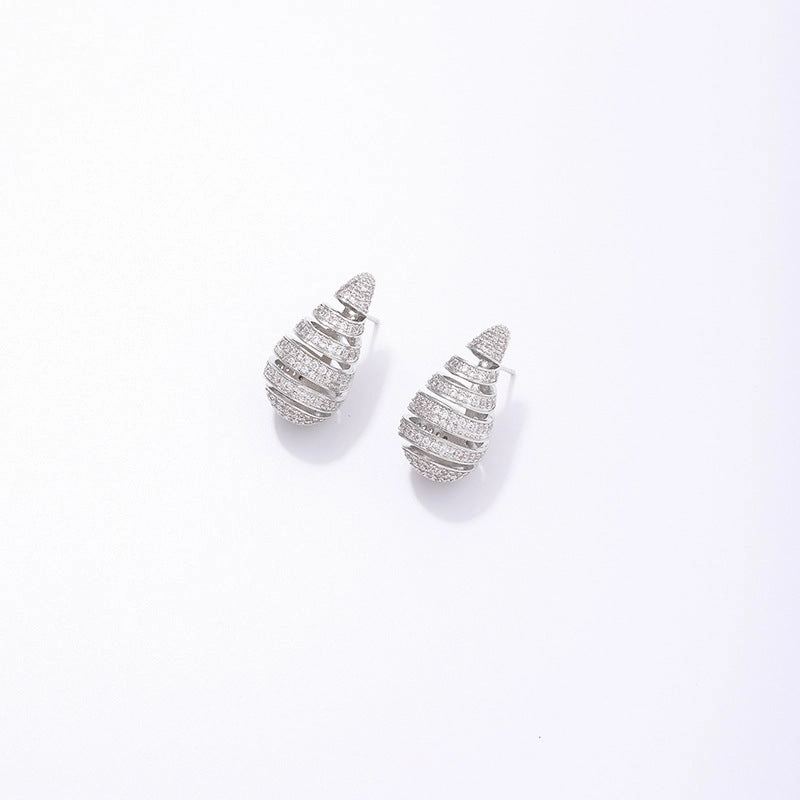 Wholesale Water Drop Crescent Thread Copper Gold Plated Earrings