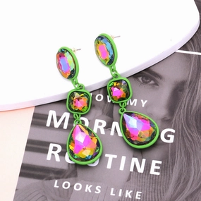 Wholesale Water Drop Crystal Color Diamonds Alloy Earrings