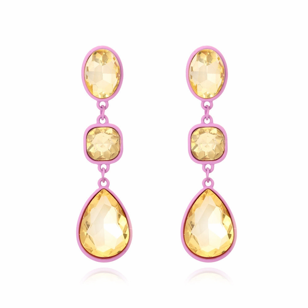 Wholesale Water Drop Crystal Color Diamonds Alloy Earrings