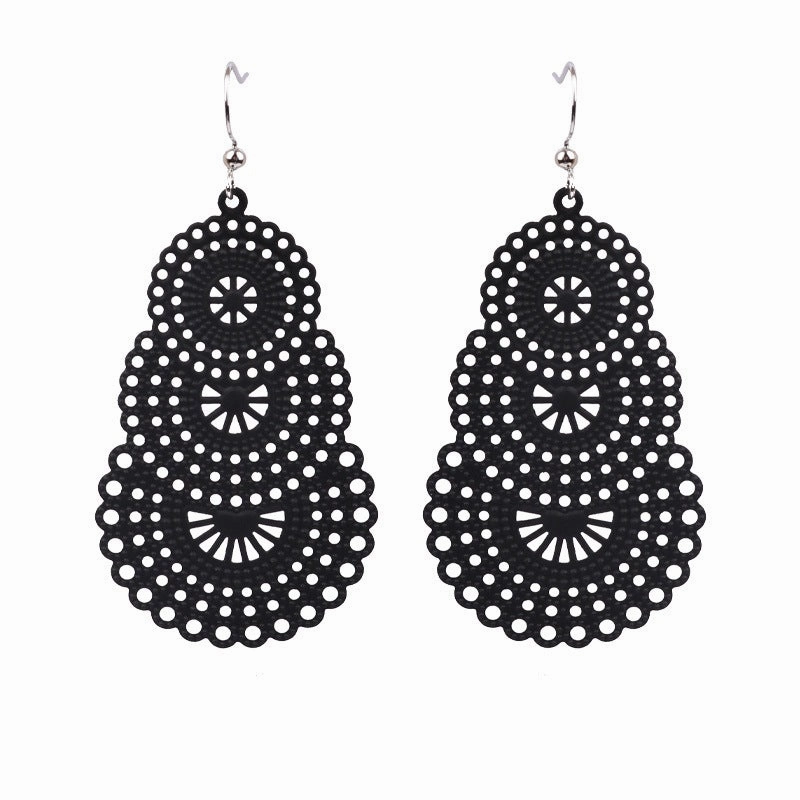 Wholesale Water Drop Gourd Shape Hollow Color Alloy Earrings