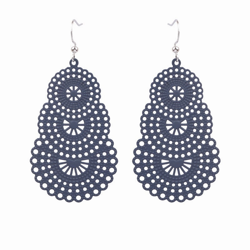 Wholesale Water Drop Gourd Shape Hollow Color Alloy Earrings
