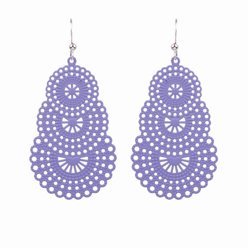 Wholesale Water Drop Gourd Shape Hollow Color Alloy Earrings