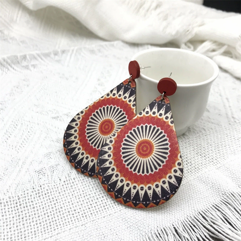 Wholesale Water Drop Italian Bohemian Wood Earrings