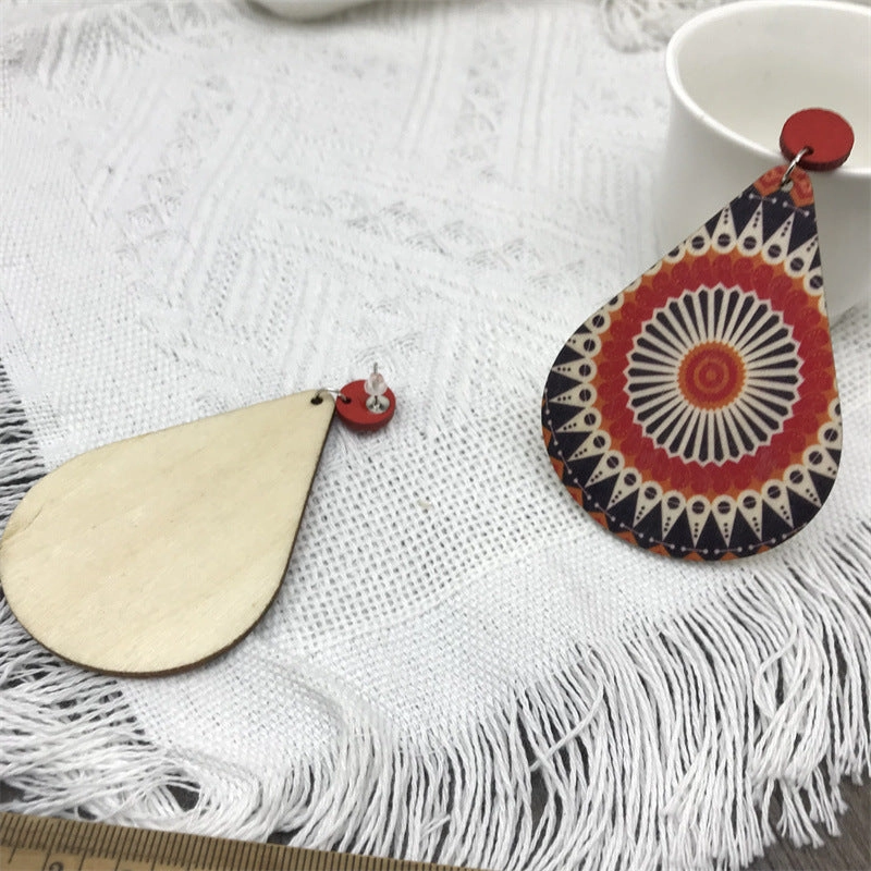 Wholesale Water Drop Italian Bohemian Wood Earrings