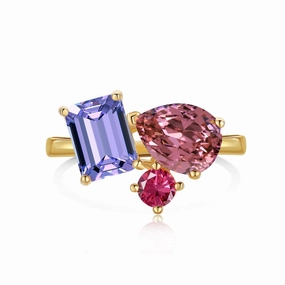 Wholesale Water Drop Love Color Zircon Sterling Silver Ring