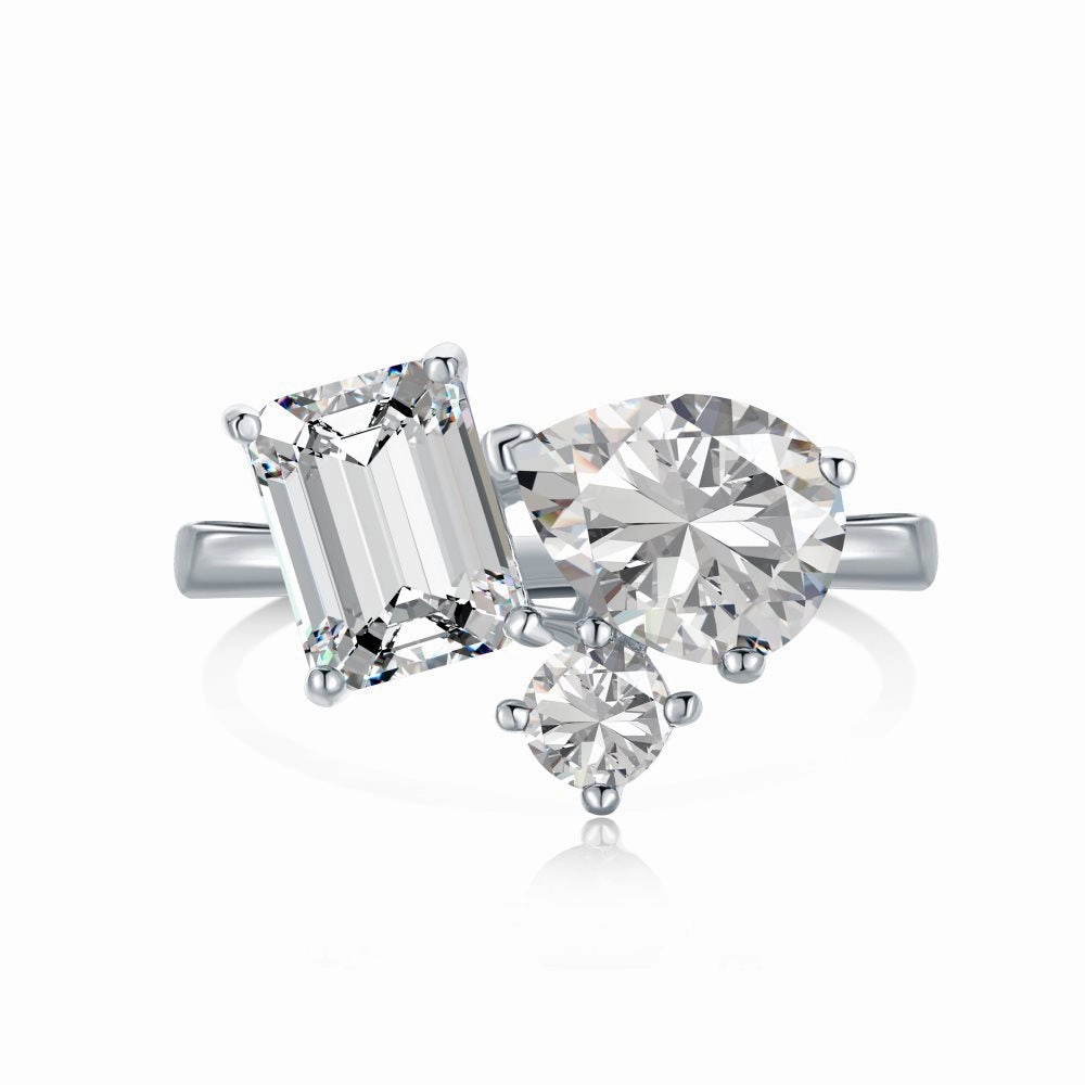 Wholesale Water Drop Love Color Zircon Sterling Silver Ring