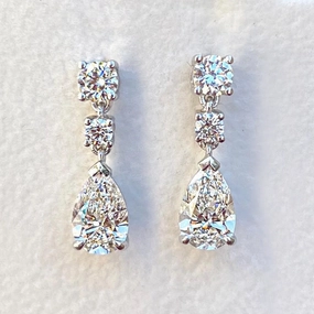 Wholesale Water Drop Micropaved Pear Shaped Zircon Copper Earrings