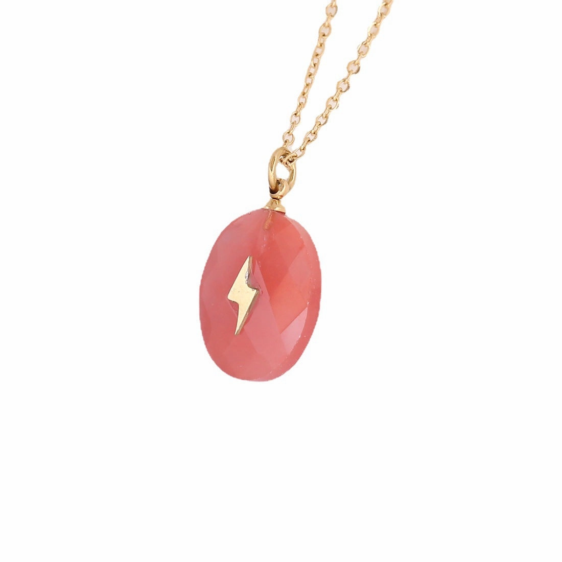 Wholesale Water Drop Natural Stone Pendant Stainless Steel Cross Necklaces