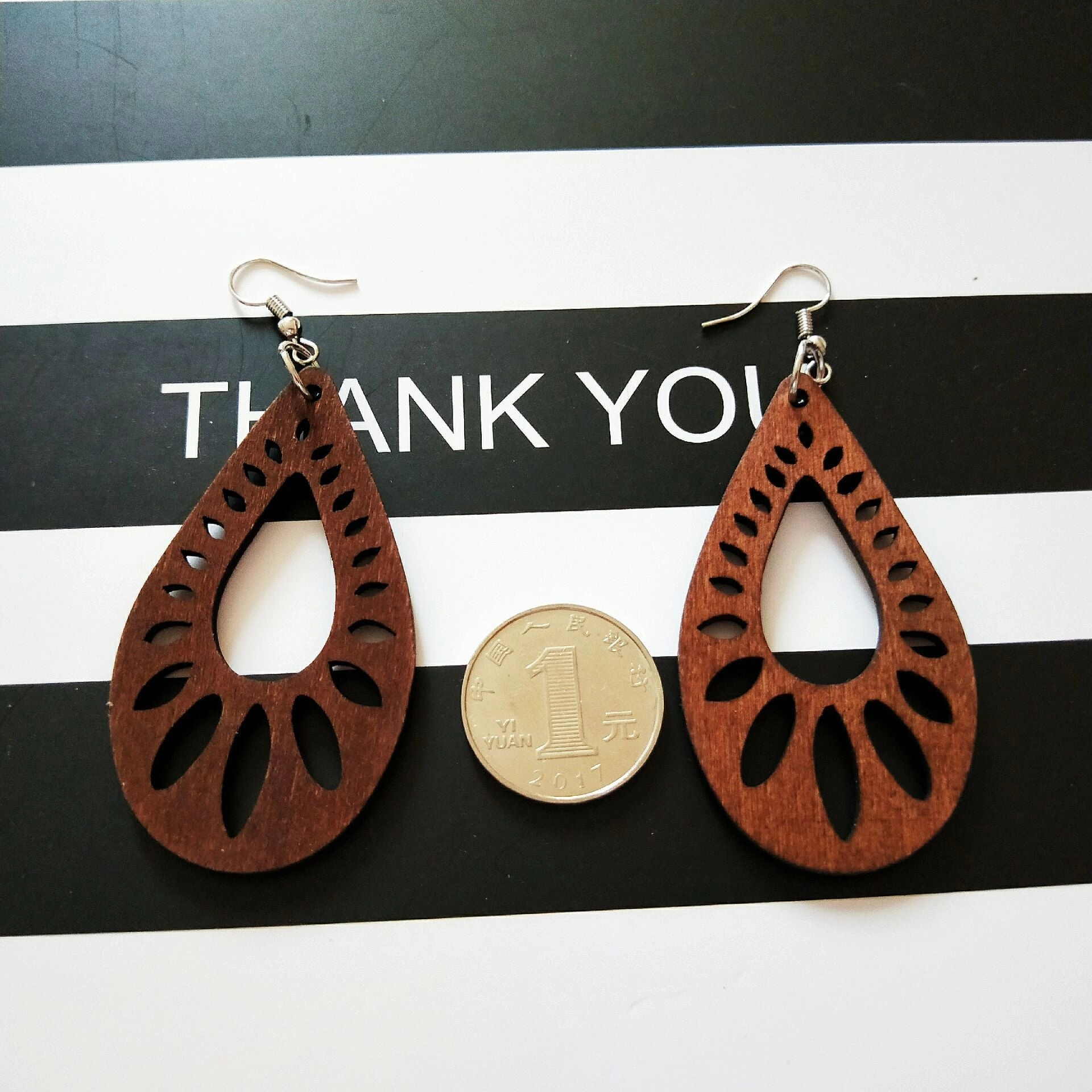 Wholesale Water Drop Shaped Wood Earrings