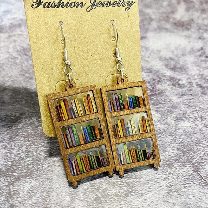 Wholesale Water Drop Stitching Bookshelf Acrylic Earrings