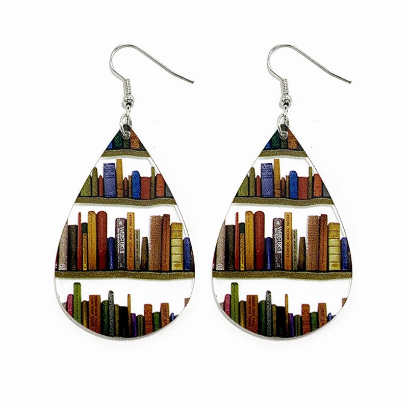 Wholesale Water Drop Stitching Bookshelf Acrylic Earrings
