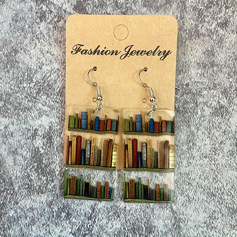Wholesale Water Drop Stitching Bookshelf Acrylic Earrings