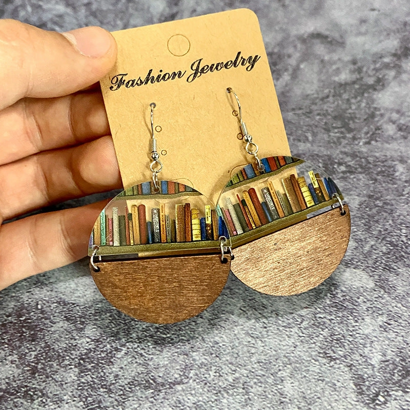 Wholesale Water Drop Stitching Bookshelf Acrylic Earrings
