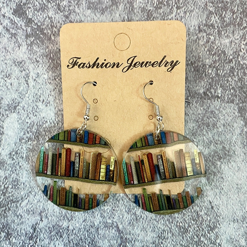 Wholesale Water Drop Stitching Bookshelf Acrylic Earrings