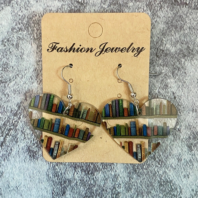 Wholesale Water Drop Stitching Bookshelf Acrylic Earrings