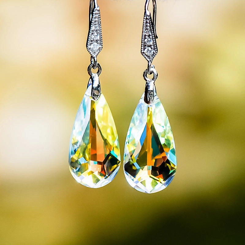 Wholesale Water Drop Synthetic Crystal Super Shiny Earrings