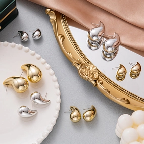 Wholesale Water Droplet Electroplated Acrylic Earrings