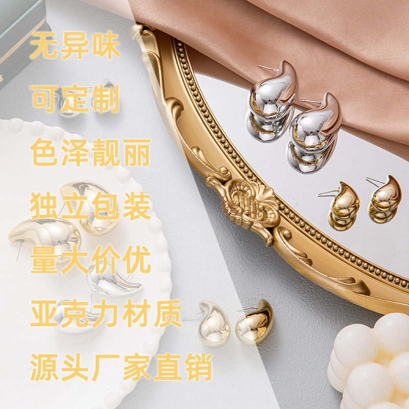 Wholesale Water Droplet Electroplated Acrylic Earrings