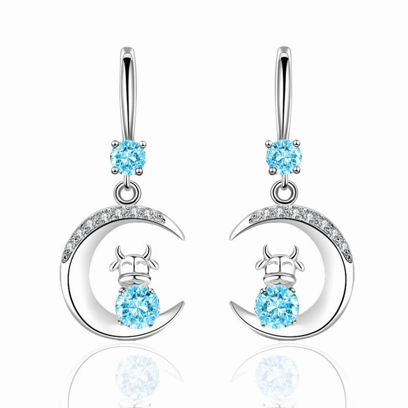 Wholesale Waterdrop Moon Diamond Alloy Earrings
