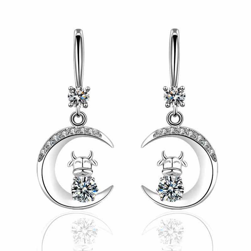 Wholesale Waterdrop Moon Diamond Alloy Earrings