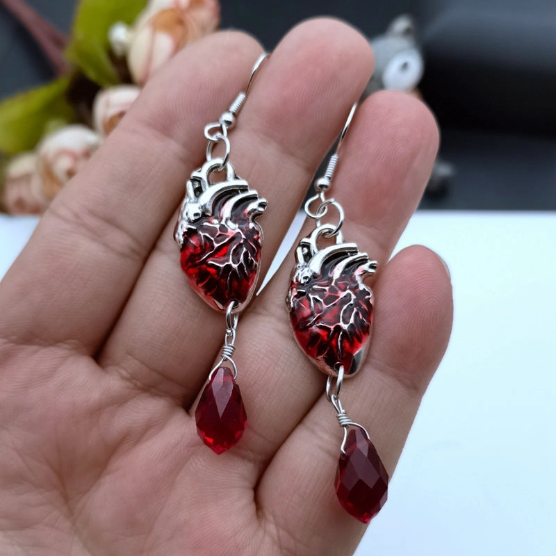 Wholesale Waterdrop Ruby Hands Alloy Earrings