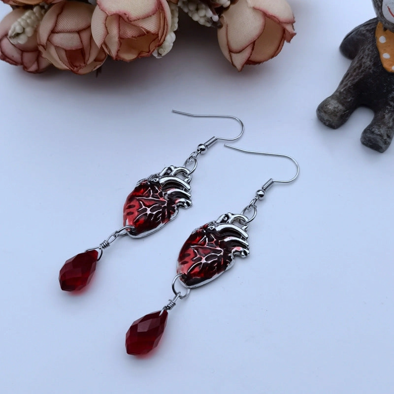 Wholesale Waterdrop Ruby Hands Alloy Earrings